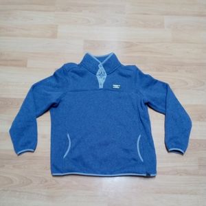 LL Bean Women's Misses XL Better Sweater Pullover Snap T Fleece Blue Gray Trim.